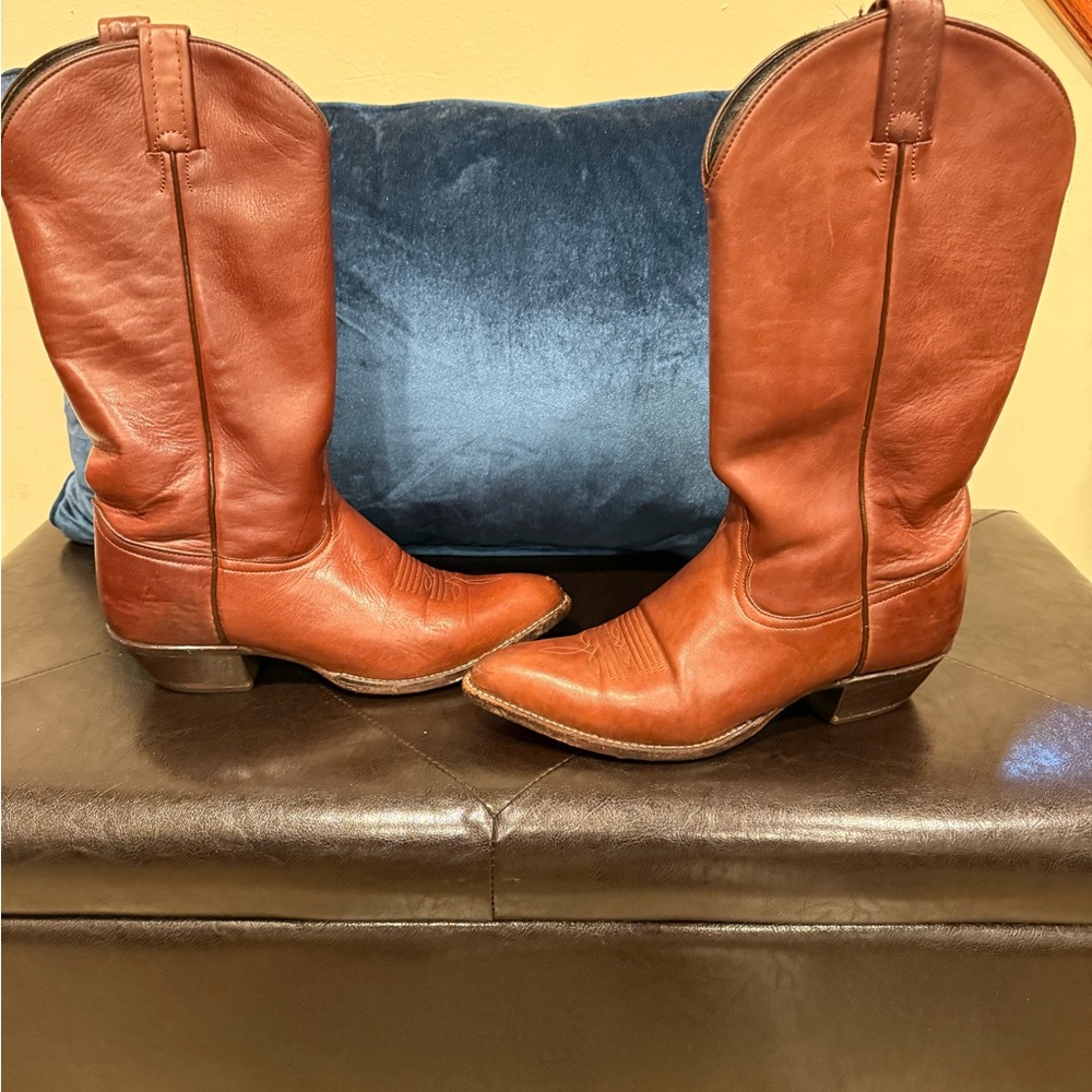 Vintage Tony Lama Black and Brown Leather Boots